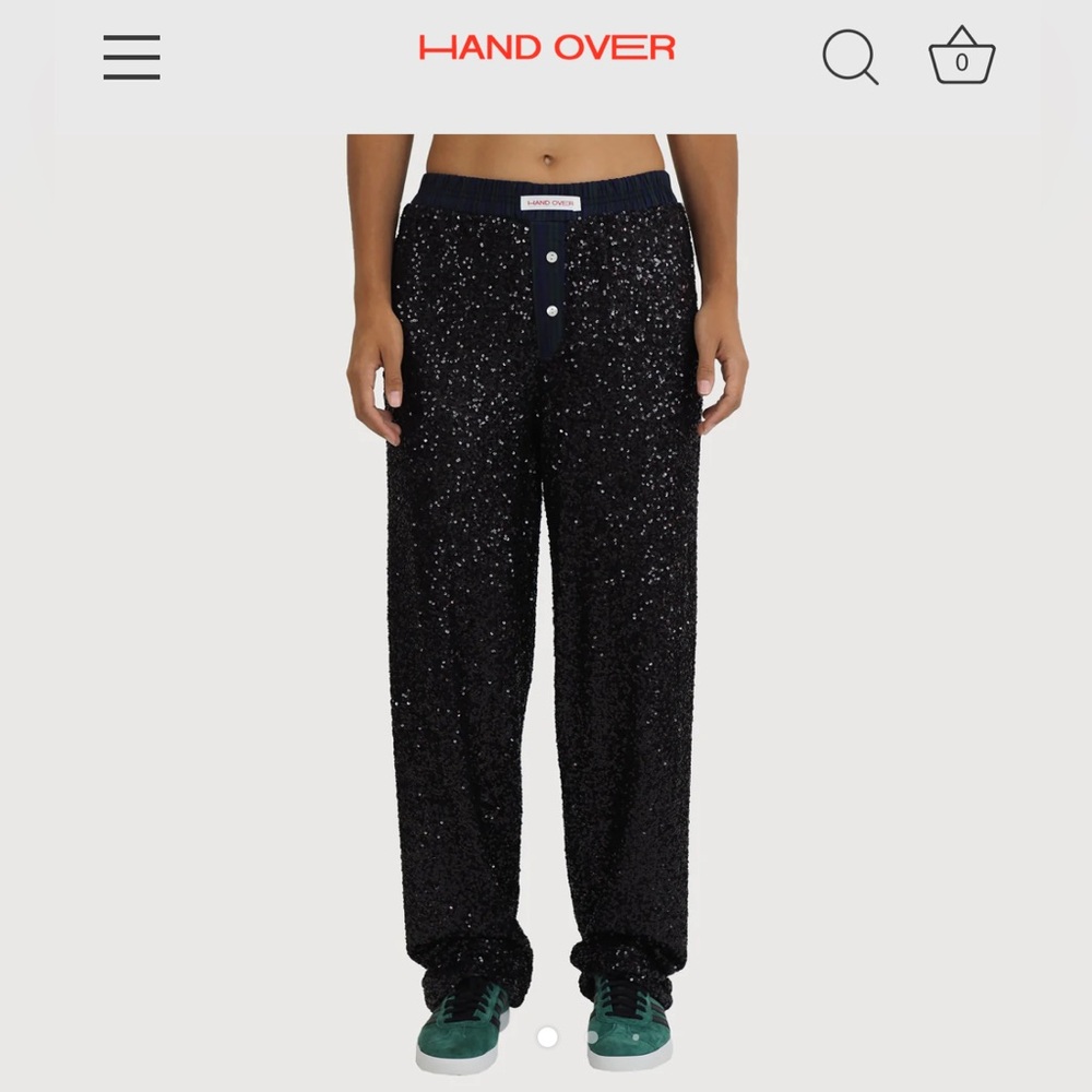 Handover Black Sequin Pants Ex Boyfriend Cesar Long Size Large
